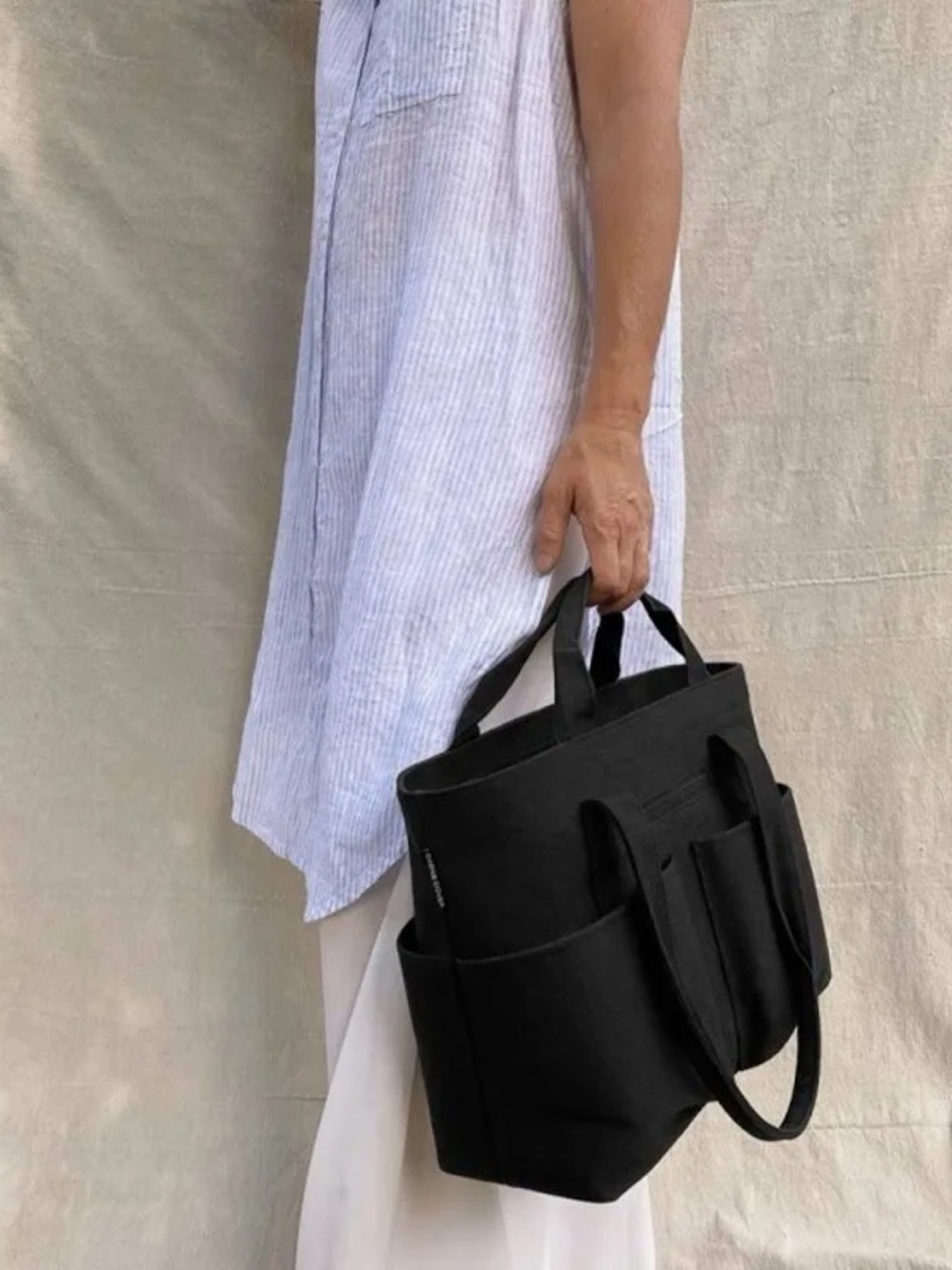 Dagne Dover Classic Black Canvas Tote Bag
